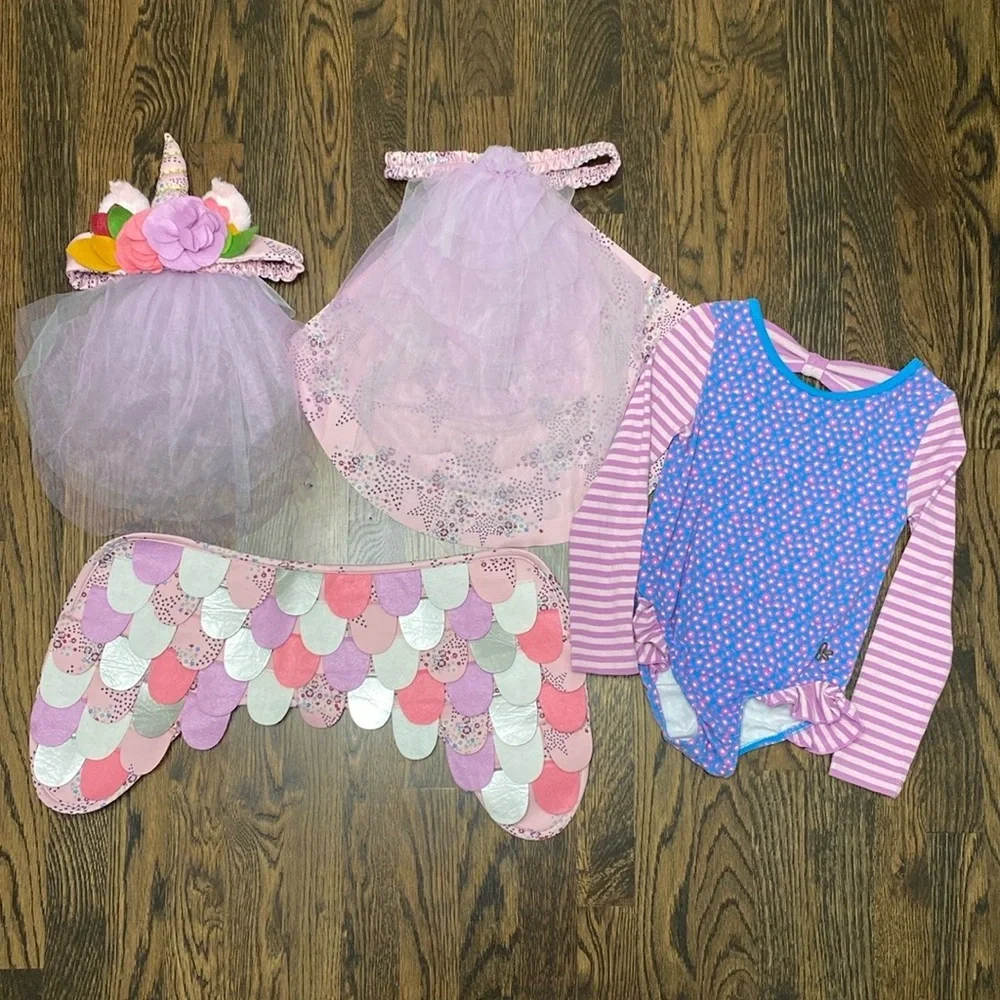Matilda Jane Girls Pink Purple Unicorn Costume Wings and Tutu
